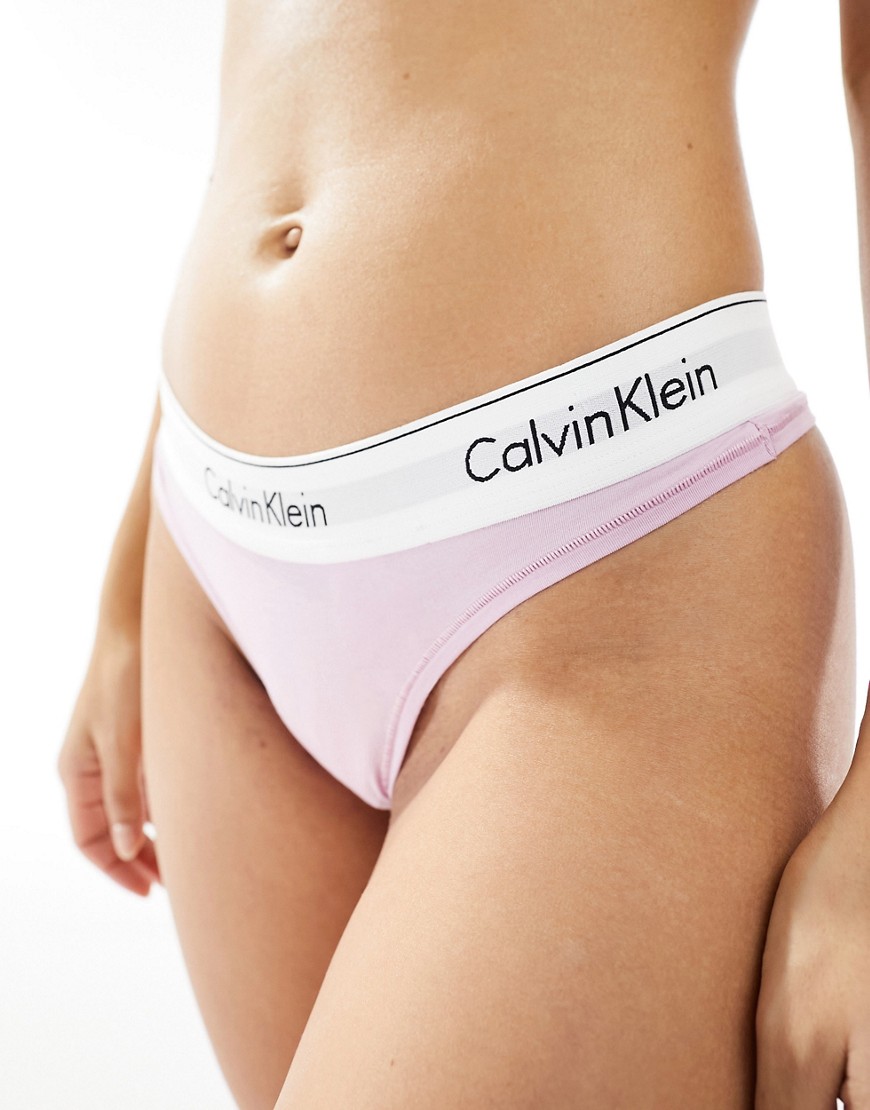 Calvin Klein Modern Cotton high waist thong in lilac-Purple