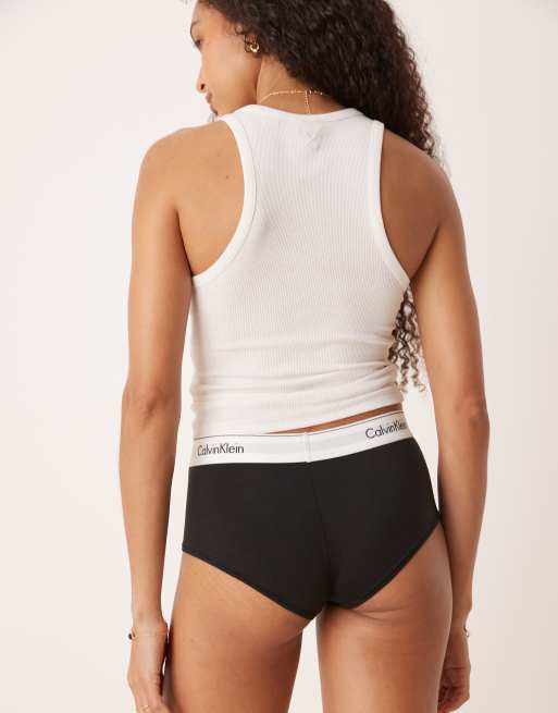 Calvin Klein Modern Cotton high waisted shorty briefs in black