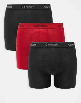 Calvin Klein Calvin Klein Modern Cotton holiday 3 pack boxer brief in black/red-Multi