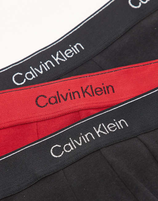 Calvin Klein Modern Cotton holiday 3 pack boxer brief in black/red, 2 of 3