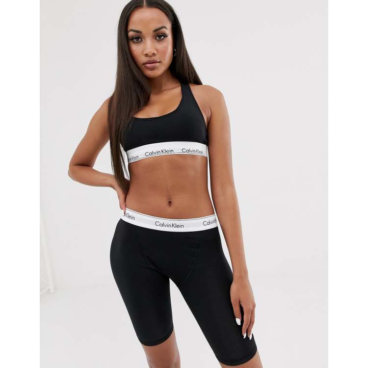 Calvin Klein Modern Cotton legging short with logo waistband in black