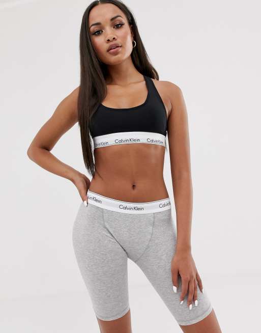 Calvin Klein Modern Cotton legging short with logo waistband in grey