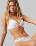 [Calvin Klein] Calvin Klein Modern Cotton lightly lined demi underwire bra with logo strap in white-Black 85A white