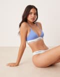 [Calvin Klein] Calvin Klein Modern Cotton lightly lined triangle bralette in cornflower blue M Glacier