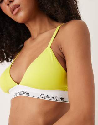 Calvin Klein Modern Cotton Lightly Lined Triangle Bralette In Yellow