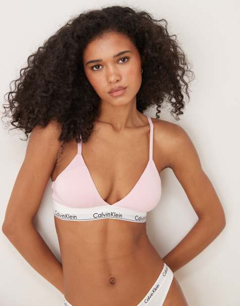 Calvin Klein Modern Cotton lightly lined triangle bralette in pink - view 1