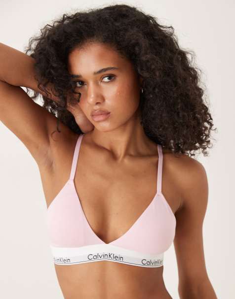 Calvin Klein Modern Cotton lightly lined triangle bralette in pink - view 2