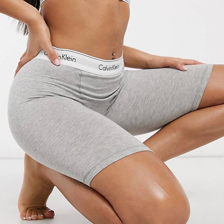 Calvin Klein Modern Cotton logo elastic detail shorts in grey | ASOS