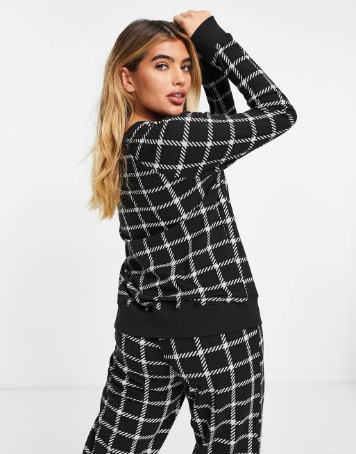 Calvin Klein Modern Cotton logo lounge sweat in black check print