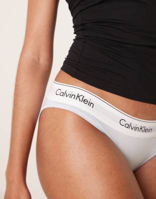 Calvin Klein Modern Cotton Logo Waistband Bikini Brief In Blue