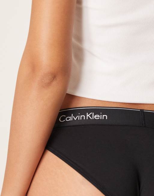Calvin Klein Modern Cotton logo waistband briefs in black, 4 of 4
