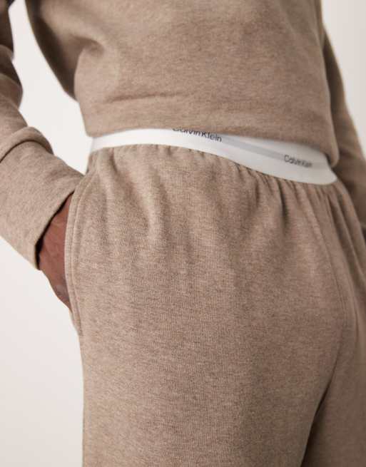 Calvin Klein Modern Cotton lounge jogger in beige marl ASOS