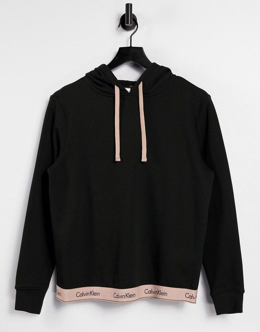 Calvin Klein Modern Cotton Lounge pull over hoodie in black