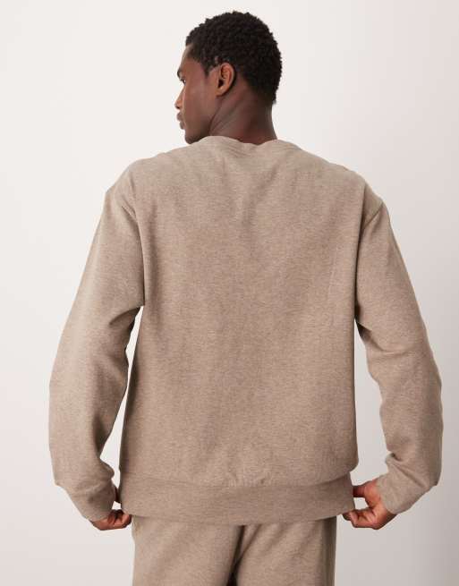 Calvin Klein Modern Cotton lounge sweatshirt in beige marl, 4 of 4
