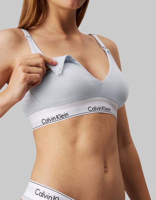 Calvin Klein - Modern Cotton - Lyseblå trekantsbralette med let for og logobånd, 4 af 4