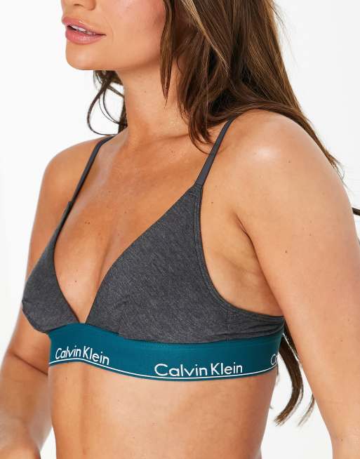 Calvin Klein – Modern Cotton – Mörkgrå ofodrad bralette i trekantsmodell
