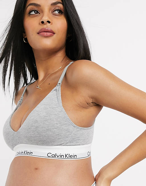 Calvin Klein Modern Cotton Nursing Bra in grey | ASOS