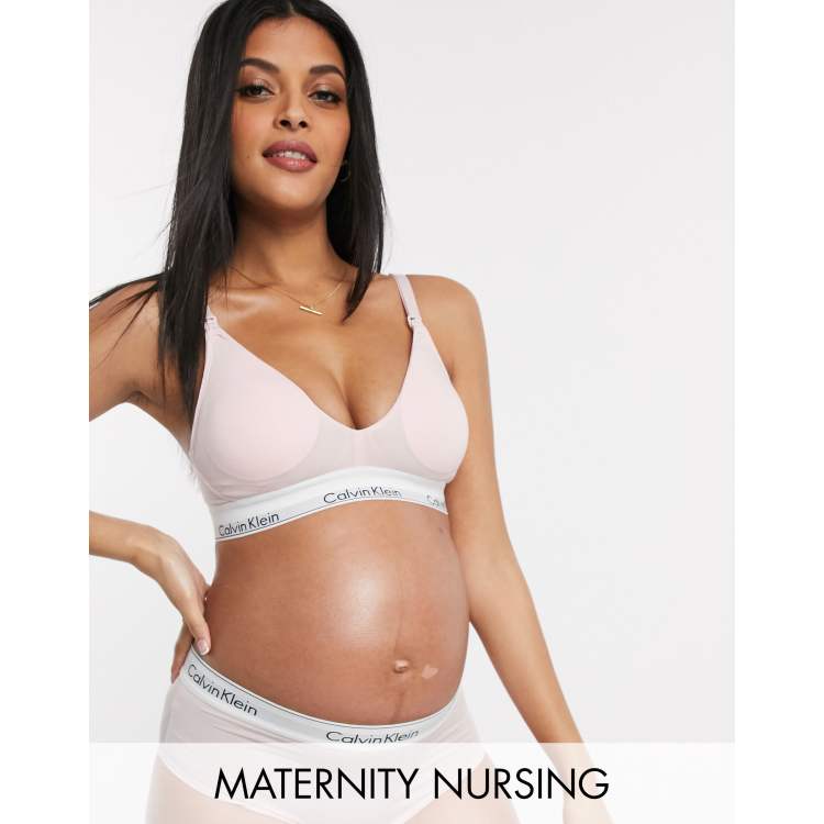 Calvin Klein Modern Cotton Maternity Nursing Bralette In Beige