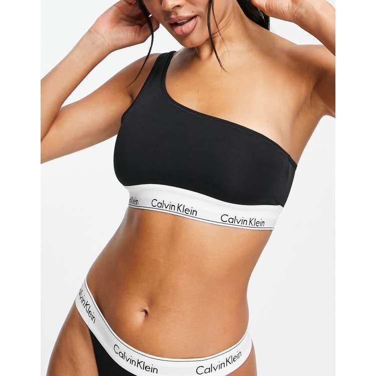 CALVIN KLEIN - Women's one shoulder bralette with logo - Size 