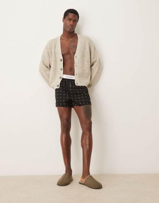 Calvin Klein - Modern Cotton - Pakke med 2 par kakigrønne smalle boksershorts med gentaget logoprint