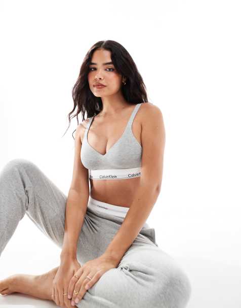 Calvin Klein – Modern Cotton – Push-up-Bustier in meliertem Grau - view 1