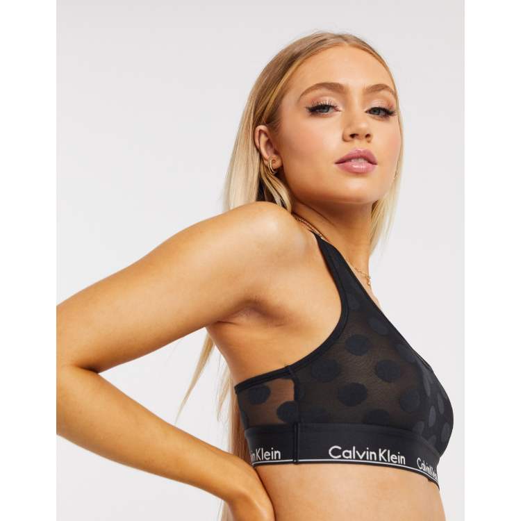 Polka-Dot Sheer Sports Bra with Racer Back