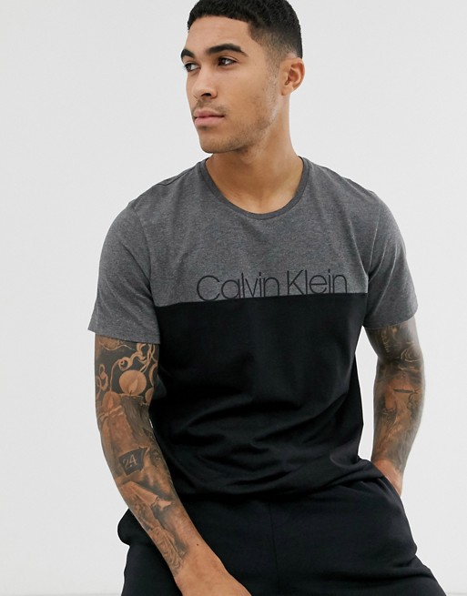 Calvin Klein Modern Cotton Stretch colour block logo t-shirt in dark grey