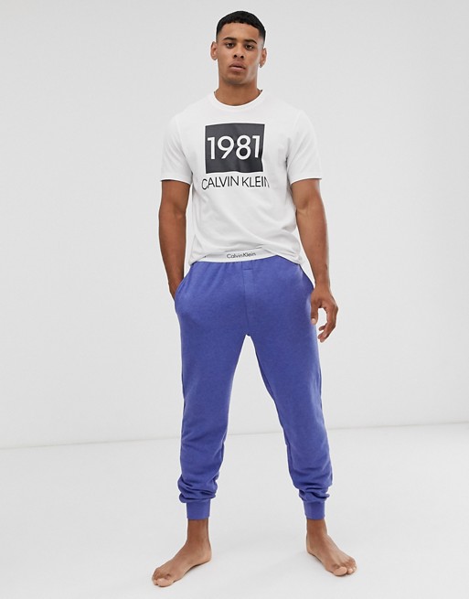 Calvin Klein Modern Cotton Stretch cuffed joggers with logo waistband in pale blue