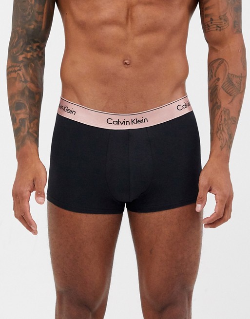 Calvin Klein Modern Cotton Stretch trunks in black with metallic waistband