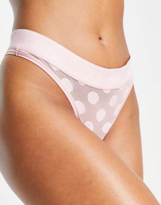 Calvin Klein - Modern Cotton - String à pois - Rose pâle | ASOS