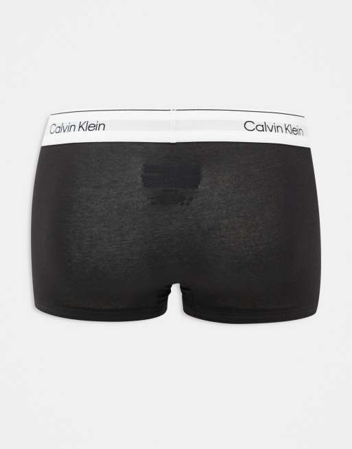 Calvin Klein – Modern Cotton – Svarta, grå och blå trunks med låg midja, 3-pack, 3 av 3