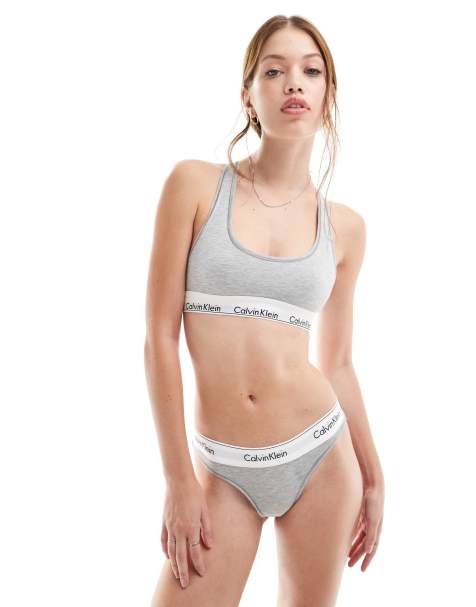 Calvin Klein – Modern Cotton – Szary zestaw z braletką i stringami - view 1