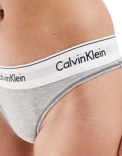 Calvin Klein Modern Cotton thong in grey ASOS