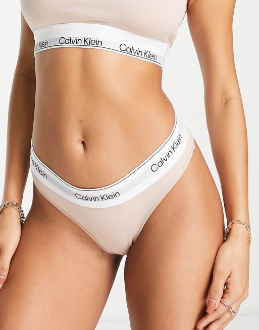 Calvin Klein Modern Seamless high waist thong in brown