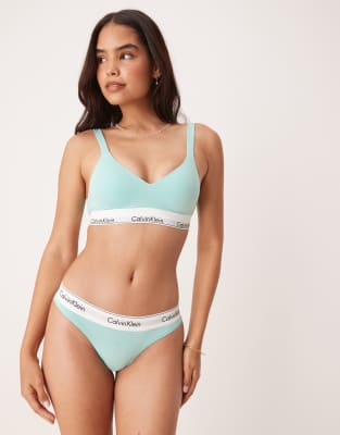 Calvin Klein Modern Cotton Thong In Blue