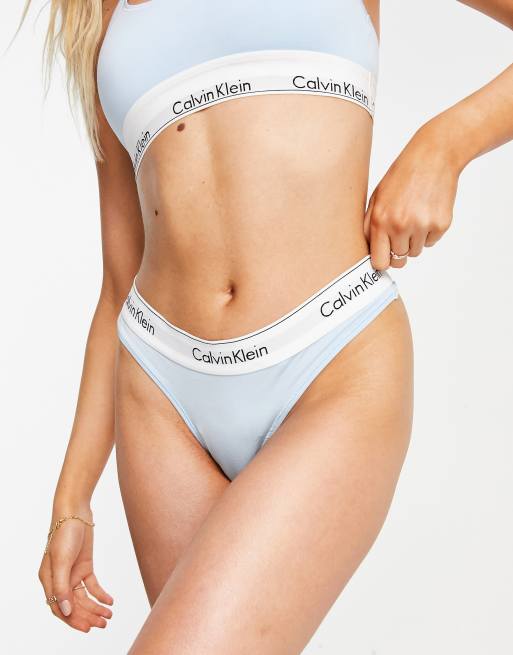 Calvin Klein Curve Modern Cotton high waist thong in blue