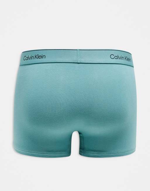 Calvin Klein modern cotton trunks 3 pack in beige/blue/green, 3 of 3