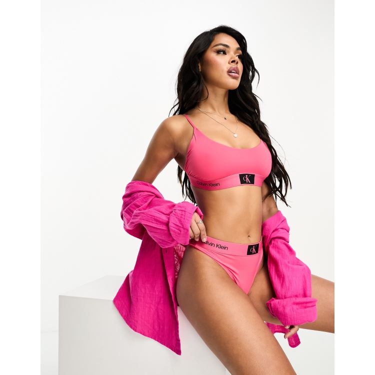 Hot pink calvin klein bra new arrivals