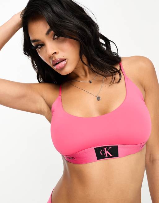 Calvin Klein Modern Cotton unlined bralette in hot pink