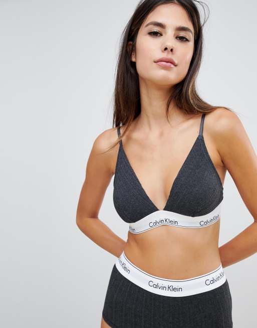 Modern Cotton Unlined Bralette in Grey