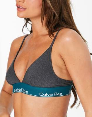 Calvin Klein Modern Cotton unlined triangle bralet in charcoal