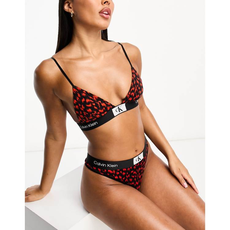 Calvin Klein Modern Cotton unlined triangle bralette in leopard print