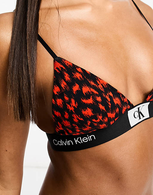 Calvin Klein Modern Cotton Unlined Triangle Bralette In Leopard