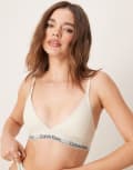 [Calvin Klein] Calvin Klein Modern Cotton valentines heart monogram triangle bralet with logo taping in white L WHITE