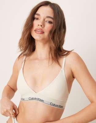 Modern Cotton valentines heart monogram triangle bralette with logo taping in white