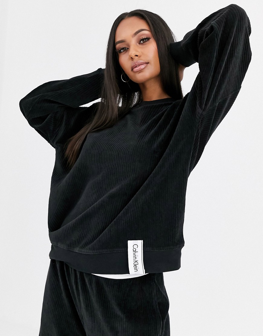 Calvin Klein Modern Cotton velvet rib sweatshirt in black
