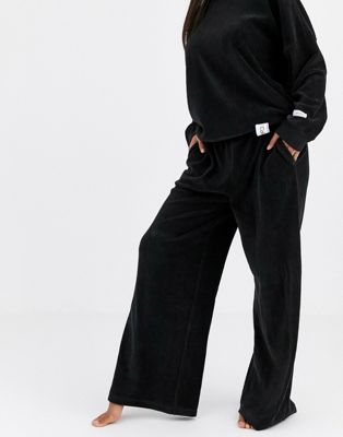calvin klein black velvet pants