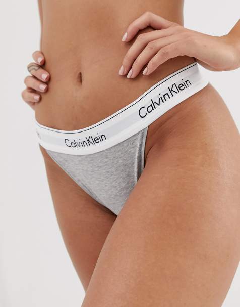 Calvin Klein – Modern – Grauer Baumwolltanga mit hohem Bund - view 1