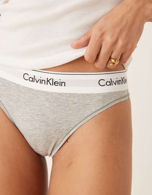 Calvin Klein – Modern – Grauer Baumwolltanga mit hohem Bund, 2 von 4