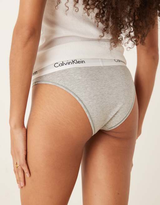 Calvin Klein – Modern – Grauer Baumwolltanga mit hohem Bund, 3 von 4